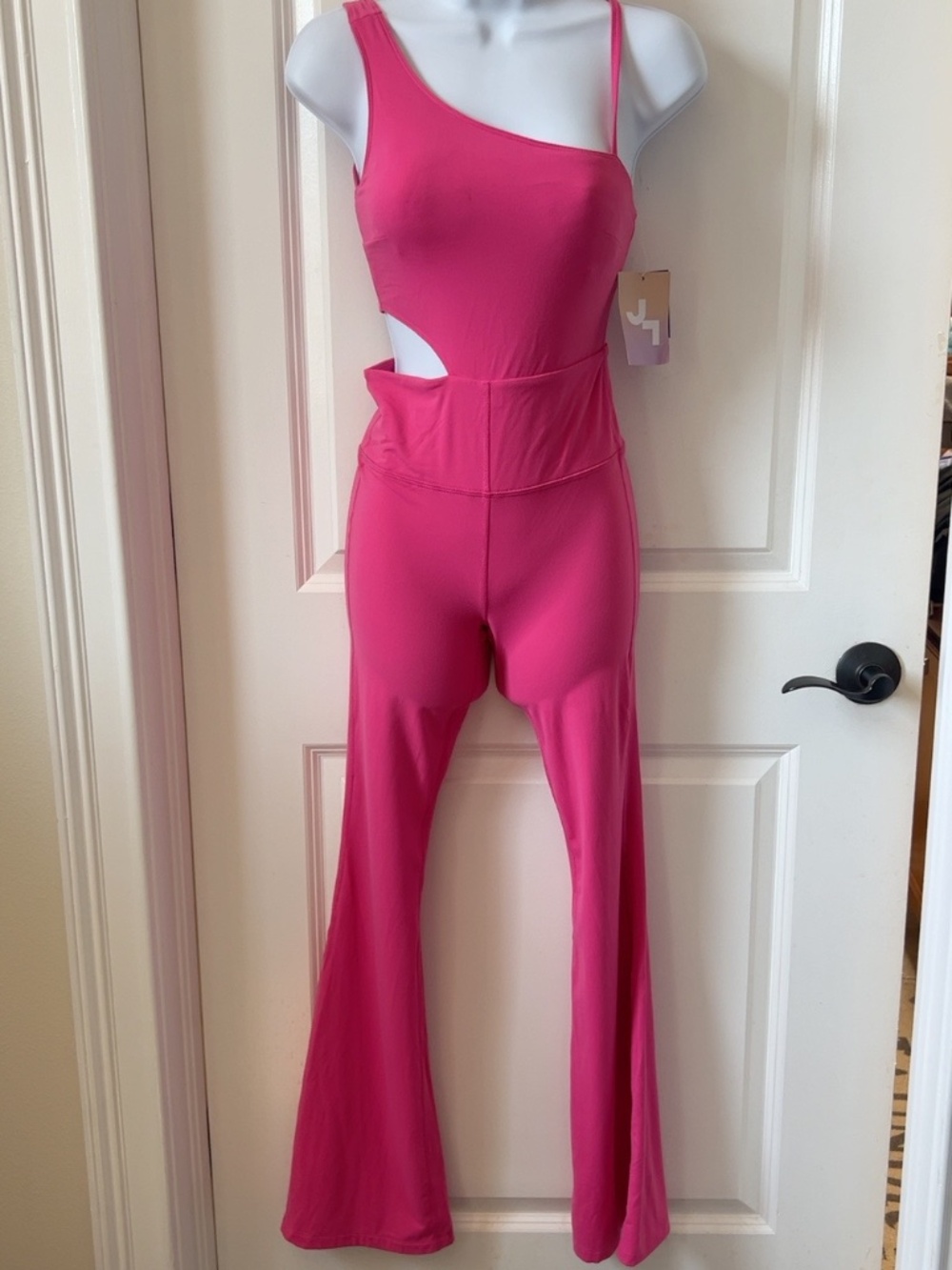 JoyLab Hot Pink Asymmetrical Cutout Flare Jumpsuit XS NWT
